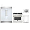 Forno 4-Piece Appliance Package - 36-Inch Dual Fuel Range, 60-Inch Refrigerator, Dishwasher, & 24-Inch Microwave Drawer in White with Antique Brass Handle