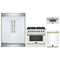 Forno 4-Piece Appliance Package - 36-Inch Dual Fuel Range, 60-Inch Refrigerator, Dishwasher, & 30-Inch Microwave Drawer in White with Antique Brass Handle