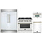 Forno 4-Piece Appliance Package - 36-Inch Dual Fuel Range, 60-Inch Refrigerator, Dishwasher, & 30-Inch Microwave Oven in White with Antique Brass Handle