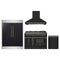 Forno 4-Piece Appliance Package - 48-Inch Dual Fuel Range, Wall Mount Range Hood, 60-Inch Built-In Convertible Refrigerator, and Dishwasher in Black with Antique Brass Handle