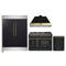 Forno 4-Piece Appliance Package - 48-Inch Dual Fuel Range, 60-Inch Convertible Refrigerator with Modern Trim, Dishwasher, in Black with Antique Brass Handle
