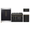 Forno 4-Piece Appliance Package - 48-Inch Dual Fuel Range, 60-Inch Convertible Refrigerator with Modern Trim, Dishwasher, and 30-Inch Microwave Drawer in Black with Antique Brass Handle