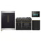 Forno 4-Piece Appliance Package - 48-Inch Dual Fuel Range, 60-Inch Convertible Refrigerator with Modern Trim, Dishwasher, and 24-Inch Microwave Oven in Black with Antique Brass Handle