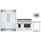 Forno 4-Piece Appliance Package - 48-Inch Dual Fuel Range, 60-Inch Refrigerator, Dishwasher, & 24-Inch Microwave Drawer in White with Antique Brass Handle
