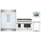 Forno 4-Piece Appliance Package - 48-Inch Dual Fuel Range, 60-Inch Refrigerator, Dishwasher, & 24-Inch Microwave Oven in White with Antique Brass Handle