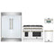 Forno 4-Piece Appliance Package - 48-Inch Dual Fuel Range, 60-Inch Refrigerator, Dishwasher, & 30-Inch Microwave Oven in White with Antique Brass Handle