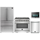Forno 4-Piece Pro Appliance Package - 36-Inch Dual Fuel Range, Refrigerator, 24-Inch Microwave Oven, & 3-Rack Dishwasher in Stainless Steel