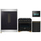 Forno 4-Piece Appliance Package - 36-Inch Gas Range, 60-Inch Convertible Refrigerator with Modern Trim, Dishwasher, and 24-Inch Microwave Oven in Black with Antique Brass Handle
