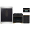 Forno 4-Piece Appliance Package - 36-Inch Gas Range, 60-Inch Convertible Refrigerator with Modern Trim, Dishwasher, and 30-Inch Microwave Oven in Black with Antique Brass Handle