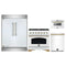 Forno 4-Piece Appliance Package - 36-Inch Gas Range, 60-Inch Refrigerator, Dishwasher, & 24-Inch Microwave Drawer in White with Antique Brass Handle