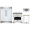 Forno 4-Piece Appliance Package - 36-Inch Gas Range, 60-Inch Refrigerator, Dishwasher, & 30-Inch Microwave Drawer in White with Antique Brass Handle