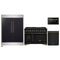 Forno 4-Piece Appliance Package - 48-Inch Gas Range, 60-Inch Convertible Refrigerator with Modern Trim, Dishwasher, and 24-Inch Microwave Drawer in Black with Antique Brass Handle