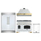 Forno 4-Piece Appliance Package - 48-Inch Gas Range, Wall Mount Range Hood, 60-Inch Refrigerator, Dishwasher in White with Antique Brass Handle