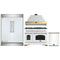 Forno 4-Piece Appliance Package - 48-Inch Gas Range, Wall Mount Range Hood, 60-Inch Refrigerator, Dishwasher in White with Antique Brass Handle
