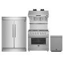 Forno 4-Piece Appliance Package - 36-Inch Gas Range, 60-Inch Pro-Style Refrigerator, Wall Mount Hood with Backsplash, & 3-Rack Dishwasher in Stainless Steel