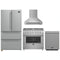 Forno 4-Piece Appliance Package - 36-Inch Gas Range, Wall Mount Range Hood, 36-Inch French Door Refrigerator, and Dishwasher in Stainless Steel