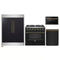 Forno 4-Piece Appliance Package - 36-Inch Gas Range, 60-Inch Convertible Refrigerator with Modern Trim, Dishwasher, and 24-Inch Microwave Drawer in Black with Antique Brass Handle