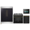 Forno 4-Piece Appliance Package - 36-Inch Gas Range, 60-Inch Convertible Refrigerator with Modern Trim, Dishwasher, and 24-Inch Microwave Oven in Black with Antique Brass Handle