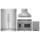 Forno 4-Piece Appliance Package - 48-Inch Gas Range, Wall Mount Range Hood, 60-Inch Built-In Convertible Refrigerator, and Dishwasher in Stainless Steel