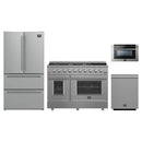 Forno 4-Piece Appliance Package - 48-Inch Gas Range, Refrigerator, 24-Inch Microwave Drawer, & 3-Rack Dishwasher in Stainless Steel