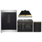 Forno 4-Piece Appliance Package - 48-Inch Gas Range, 60-Inch Convertible Refrigerator with Modern Trim, Dishwasher, in Black with Antique Brass Handle