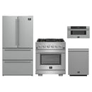 Forno 4-Piece Pro Appliance Package - 30-Inch Gas Range, Refrigerator, 30-Inch Microwave Drawer, & 3-Rack Dishwasher in Stainless Steel