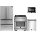 Forno 4-Piece Pro Appliance Package - 30-Inch Gas Range, Refrigerator, 24-Inch Microwave Drawer, & 3-Rack Dishwasher in Stainless Steel