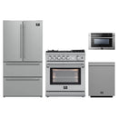 Forno 4-Piece Appliance Package - 30-Inch Gas Range with Air Fryer, Refrigerator, Microwave Drawer, & 3-Rack Dishwasher in Stainless Steel