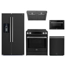 Forno 5-Piece Appliance Package - 30-Inch Espresso Donatello Induction Range, Under Cabinet Range Hood, Refrigerator with Water Dispenser, Dishwasher, and 24-Inch Microwave Drawer in Black with Stainless Steel Trim