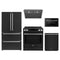 Forno 5-Piece Appliance Package - 30-Inch Espresso Donatello Induction Range, Under Cabinet Range Hood, Refrigerator, Dishwasher, and 24-Inch Microwave Drawer in Black with Stainless Steel Trim