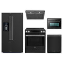 Forno 5-Piece Appliance Package - 30-Inch Espresso Donatello Induction Range, Under Cabinet Range Hood, Refrigerator with Water Dispenser, Dishwasher, and 24-Inch Microwave Oven in Black with Stainless Steel Trim