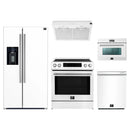 Forno 5-Piece Appliance Package - 30-Inch Espresso Donatello Induction Range, Under Cabinet Range Hood, Refrigerator with Water Dispenser, Dishwasher, and 24-Inch Microwave Oven in White with Stainless Steel Trim