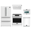 Forno 5-Piece Appliance Package - 30-Inch Espresso Donatello Induction Range, Under Cabinet Range Hood, Refrigerator, Dishwasher, and 24-Inch Microwave Oven in White with Stainless Steel Trim