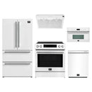 Forno 5-Piece Appliance Package - 30-Inch Espresso Donatello Induction Range, Under Cabinet Range Hood, Refrigerator, Dishwasher, and 30-Inch Microwave Oven in White with Stainless Steel Trim