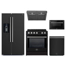 Forno 5-Piece Appliance Package - 30-Inch Leonardo Espresso Induction Range, Under Cabinet Range Hood, French Door Refrigerator with Water Dispenser, Dishwasher, and 24-Inch Microwave Drawer in Black with Stainless Steel Trim