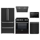 Forno 5-Piece Appliance Package - 30-Inch Leonardo Espresso Induction Range, Under Cabinet Range Hood, French Door Refrigerator, Dishwasher, and 24-Inch Microwave Drawer in Black with Stainless Steel Trim