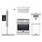 Forno 5-Piece Appliance Package - 30-Inch Leonardo Espresso Induction Range, Under Cabinet Range Hood, Refrigerator with Water Dispenser, Dishwasher, and 30-Inch Microwave Drawer in White with Stainless Steel Trim