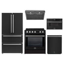 Forno 5-Piece Appliance Package - 30-Inch Leonardo Espresso Induction Range, Under Cabinet Range Hood, French Door Refrigerator, Dishwasher, and 30-Inch Microwave Drawer in Black with Stainless Steel Trim