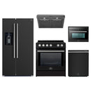 Forno 5-Piece Appliance Package - 30-Inch Leonardo Espresso Induction Range, Under Cabinet Range Hood, Refrigerator with Water Dispenser, Dishwasher, and 24-Inch Microwave Oven in Black with Stainless Steel Trim