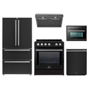 Forno 5-Piece Appliance Package - 30-Inch Leonardo Espresso Induction Range, Under Cabinet Range Hood, Refrigerator, Dishwasher, and 24-Inch Microwave Oven in Black with Stainless Steel Trim