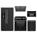 Forno 5-Piece Appliance Package - 30-Inch Leonardo Espresso Induction Range, Under Cabinet Range Hood, Refrigerator with Water Dispenser, Dishwasher, and 30-Inch Microwave Oven in Black with Stainless Steel Trim