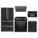 Forno 5-Piece Appliance Package - 30-Inch Leonardo Espresso Induction Range, Under Cabinet Range Hood, Refrigerator, Dishwasher, and 30-Inch Microwave Oven in Black with Stainless Steel Trim
