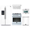 Forno 5-Piece Appliance Package - 30-Inch Leonardo Espresso Gas Range, Under Cabinet Range Hood, Refrigerator with Water Dispenser, Dishwasher, and 24-Inch Microwave Oven in White with Stainless Steel Trim