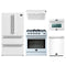Forno 5-Piece Appliance Package - 30-Inch Leonardo Espresso Gas Range, Under Cabinet Range Hood, Refrigerator, Dishwasher, and 24-Inch Microwave Oven in White with Stainless Steel Trim