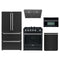 Forno 5-Piece Appliance Package - 30-Inch Leonardo Espresso Gas Range, Under Cabinet Range Hood, Refrigerator, Dishwasher, and 30-Inch Microwave Oven in Black with Stainless Steel Trim