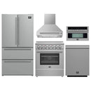 Forno 5-Piece Appliance Package - 30-Inch Electric Range, Wall Mount Range Hood, 36-Inch Refrigerator, Dishwasher, and 30-Inch Microwave Oven in Stainless Steel