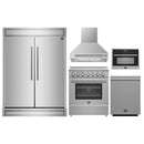 Forno 5-Piece Appliance Package - 30-Inch Electric Range, Wall Mount Range Hood, 60-Inch Refrigerator, Dishwasher, and 24-Inch Microwave Oven in Stainless Steel