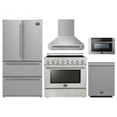 Forno 5-Piece Appliance Package - 36-Inch Electric Range, Wall Mount Range Hood, 36-Inch Refrigerator, Dishwasher, and 24-Inch Microwave Drawer in Stainless Steel