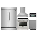Forno 5-Piece Appliance Package - 36-Inch Electric Range, Wall Mount Range Hood, 60-Inch Refrigerator, Dishwasher, and 30-Inch Microwave Oven in Stainless Steel