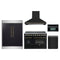 Forno 5-Piece Appliance Package - 48-Inch Electric Range, Wall Mount Range Hood, 60-Inch Refrigerator, Dishwasher, and 30-Inch Microwave Oven in Black with Antique Brass Handle